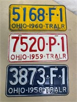 3pcs- 1950s-60s OH license plates