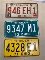 3pcs- 1970s OH license plates