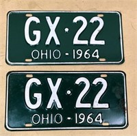 pair 1964 OH license plates