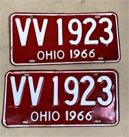 pair 1966 OH license plates