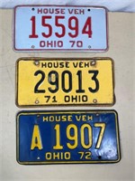 3 pcs- 1970s OH license plates
