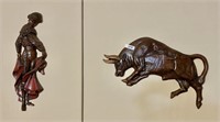 Chalkware bullfighter and bull wall art