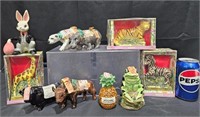 Vintage Filled Liquor Decanters Animals, Pineapple