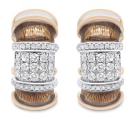 18k 2-tone Gold-pl. .17ct Diamond Huggie Earrings