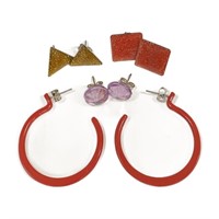 Retro 80's Style Vintage Earrings 4 Pair