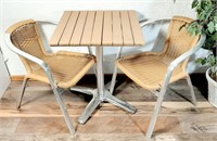 Table bistro 24x24 + 2 chaises aluminium/PVC tissé