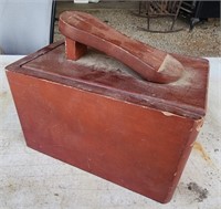 Wooden shoe shine box with accessories