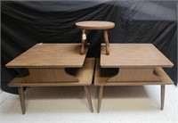 (2) End Tables, Small Foot Stool
