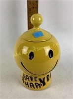 McCoy Pottery Smiley Face Cookie Jar - some