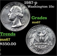 1987-p Washington Quarter 25c Grades GEM++ Unc