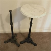 Marble Top Side Table with Cast Iron Bases