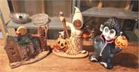 3 Hand painted Halloween Ceramic Decorations