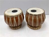 Two Terra Cotta Leather Baul Drums