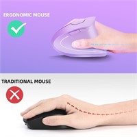 ASOYIOL Ergonomic Mouse Wireless Pinkish Purple