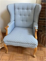 FRENCH STYLE WING BACK CHAIR - 2 TIMES BID - BLUE