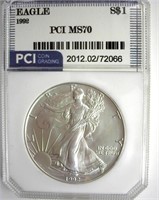 1992 Silver Eagle MS70 LISTS $1350