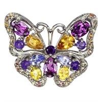 Natural Unheated Rhodolite & Amethyst Butterfly Ri