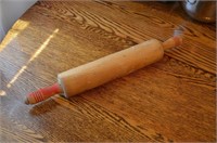 Red Handled Wood Rolling Pin