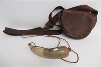 Muzzleloader pouch and powder horn.