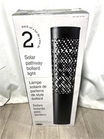 2 Pack Solar Pathway Bollard Lights