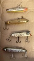 4 vintage Heddon fishing lures