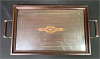Inlay Wood Serving Tray w/ Handles