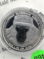 1ozt. .999 Fine Silver Round Congo Silverback