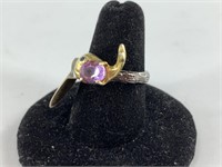 Sterling silver and amethyst whale ring size 8 1/4