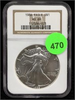 NGC MS69 1986 American Silver Eagle