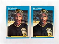 2 1987 Fleer Barry Bonds RC Rookie Cards #604