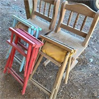 Weathered Chairs w/ Folding Directors Chairs