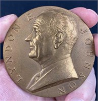 Large Bronze LBJ Inaugural Medal