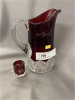 Souvenir Glass Pitcher with Mug