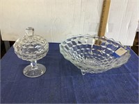 Vintage Indiana glass, footed bowl and covered