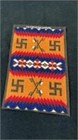 5.5”x3.5” Tobacco felt Navajo rug early 1900s