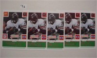 Five 1986 McDonald's Walter Payton green tab cards