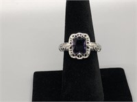 Vintage Style Silver and Amethyst Ring