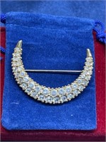 Swarovski Crystal half moon brooch pin