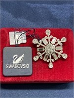Swarovski Crystal snowflake brooch pin with tag