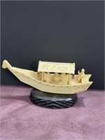 Asian boat model w/ wood stand