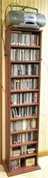 Tall Bookcase w/ CDS & Sony Boombox Radio