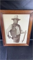 John Wayne wood framed artwork