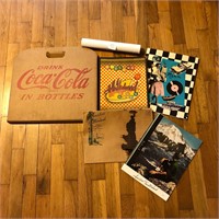 Mixed Lot - Coke Carrier Box, Menus & Poster