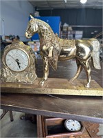 old Horse Mantel Clock - by United 1950's - WORKS