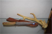 Solingen Knife w/ Leather Sheath and Faux Antler