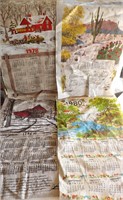 4 Vintage Linen Calendar Tea Towels