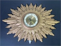 Gold Welby 8 Day Starburst Wall Clock Without Key