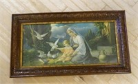Oak Framed "Madonna and Christ Child" Print.