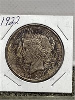 1922 silver Peace dollar  US coin