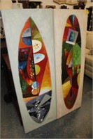 Pair of Oil on Canvas "Surf Boards" 60" x 20"